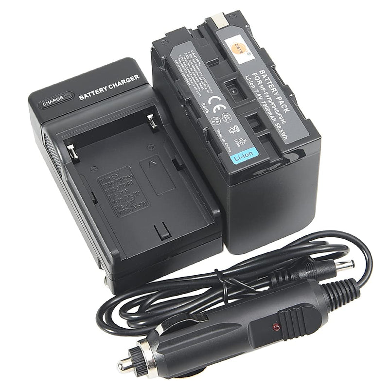 DSTE Replacement for NP-F970 Battery + DC01 Travel and Car Charger Adapter Compatible Sony DCM-M1 MVC-CD1000 HDR-FX1 DCR-VX2100E DSR-PD190P NEX-FS700RH HXR-NX3 as NP-F930 NP-F950 NP-F960