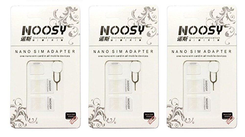 SIM Card Adapter KIT 3-Pack (9 Total Adapters: Nano to Micro, Nano to Regular, Micro to Regular) with SIM Extractor (White) White