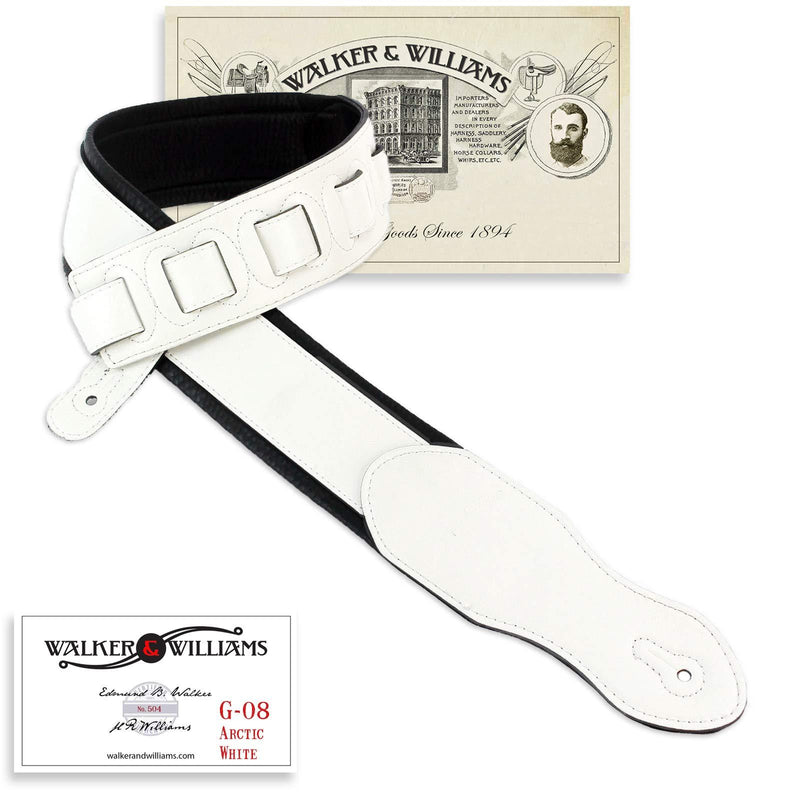 Walker & Williams G-08 Aged White Padded Guitar Strap with Glove Leather Back