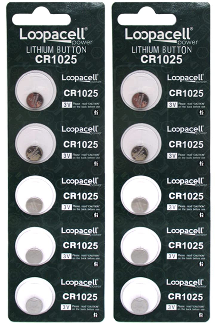 10 Pk Lithium Coin Battery 3v for Keyless Entry and Remote Controls CR1025 Loopacell