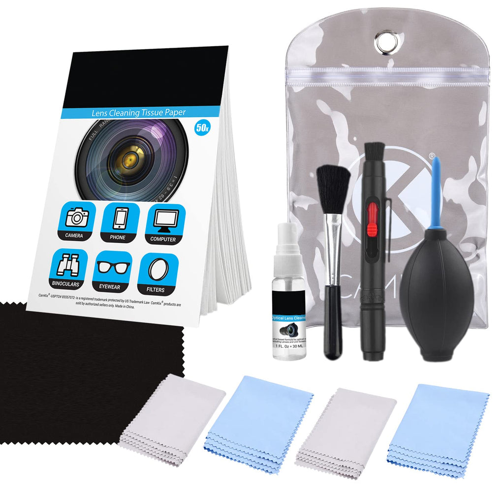 Professional Camera Cleaning Kit for DSLR Cameras (Canon, Nikon, Pentax, Sony) including 1 Double Sided Lens Cleaning Pen / 1 Bottle of Alcohol Free Optical Lens Cleaning Fluid / 1 Booklet of 50 Sheet