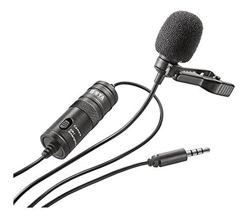 Boya Lavalier Lapel Clip-on Omnidirectional Condenser Microphone-20ft Audio Cable- for DSLRs Camcorders Video Cameras and Iphone Smart Phone, Iphone 6 BY-M1