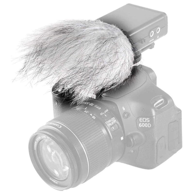 Movo WS9 Furry Outdoor Windscreen Microphone Muff for Portable Digital Recorders up to 3" X 1.5" (W x D) - Fits The Zoom H4n PRO, H5, H6, Tascam DR-05, DR-07, DR-40, and More (Light Gray)