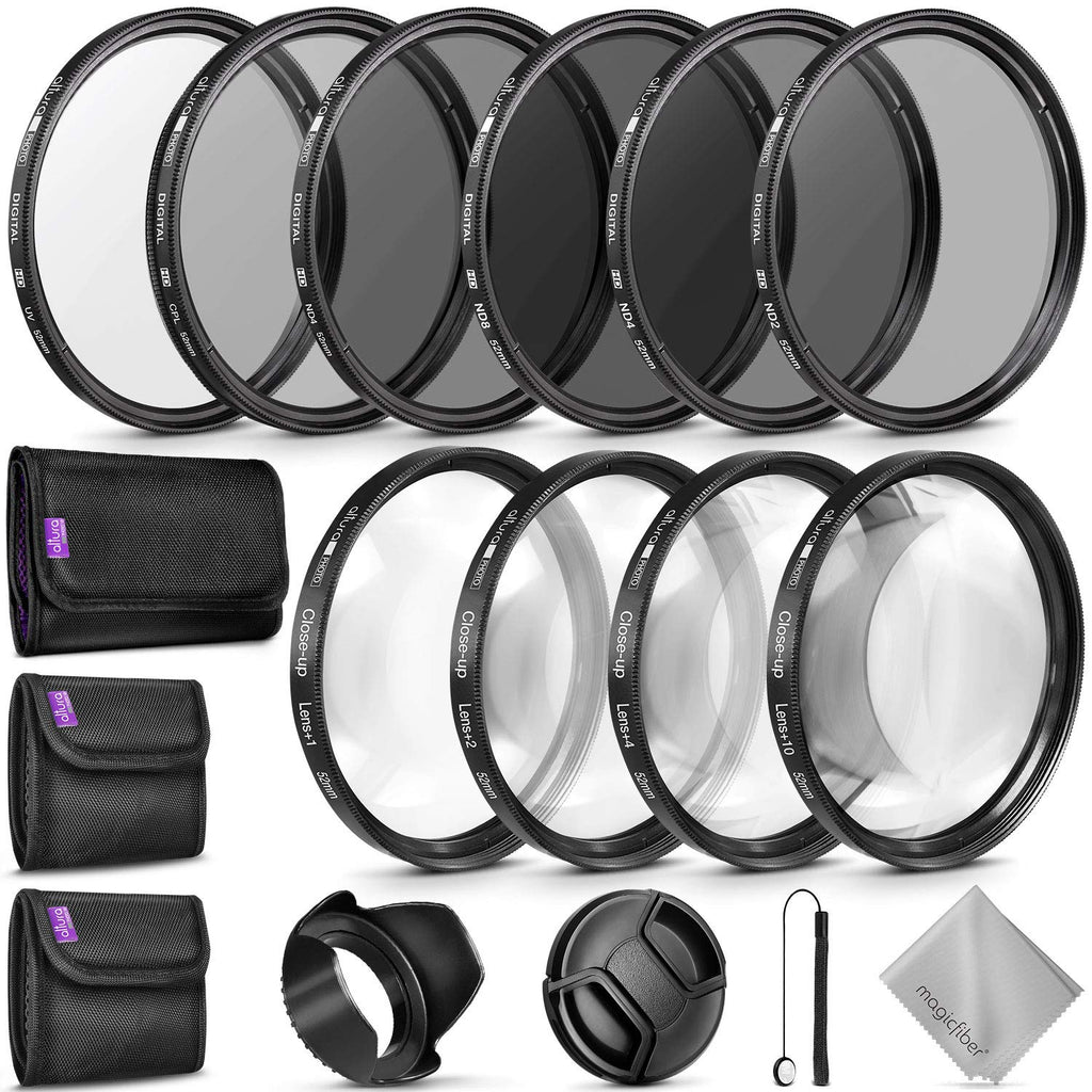 52MM Complete Lens Filter Accessory Kit for Nikon D3300 D3200 D3100 D3000 D5300 D5200 D5100 D5000 D7000 D7100 DSLR Camera 52MM