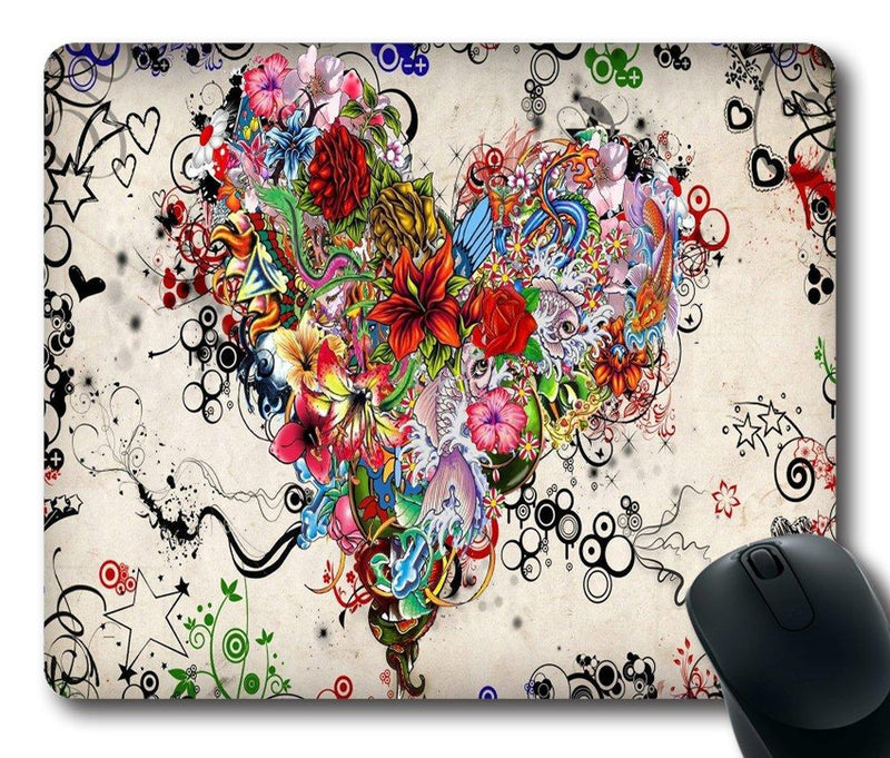 Tattoo heart Top Game Mouse Pad PC Computer Gaming Mousepad Fabric + Rubber Material in 220mm180mm3mm (9"7") -827034