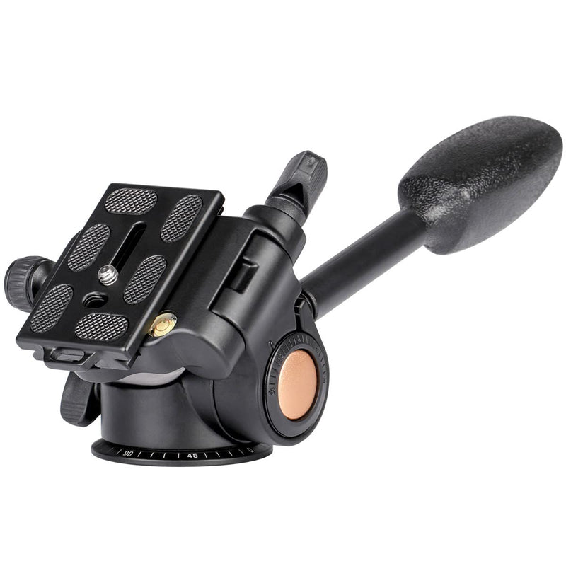 Koolehaoda Tripod Pan Head 360°Single Handle Hydraulic Damping Three-Dimensional Head with Quick Release Plate for Tripod, Monopod, DSLR Camera, Camcorder KQ-88