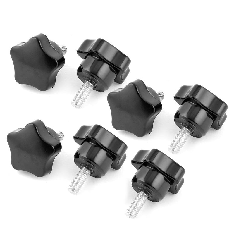 uxcell M6 6mm Dia 15mm Length Thread Star Head Screw Knob Handle Black 7Pcs