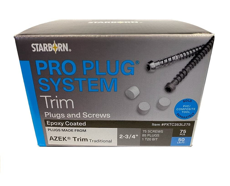 Pro Plug PVC Plugging System for AZEK Traditional Trim - Epoxy Steel - 75 pcs for 50 Lineal Ft. 1