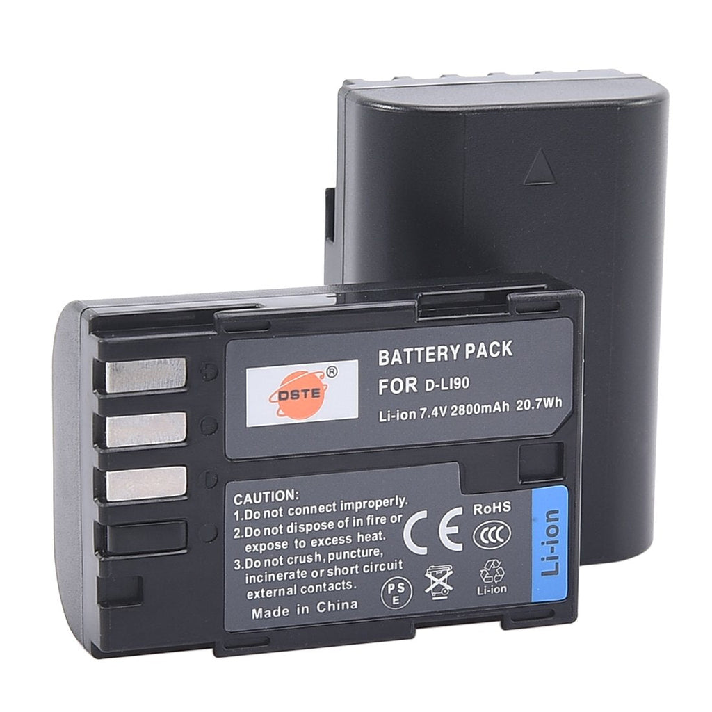 DSTE Replacement for 2X D-Li90 Li-ion Battery Compatible Pentax K-01 K-1 K-3 K-5 K-5II K-5IIs K-7 645D 645Z Camera as D-L90P