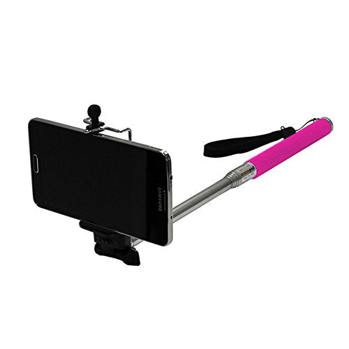 MaximalPower Replacement Pink Telescoping Extendable Pole Handheld Monopod + Tripod Mount Adapter For Smartphones and Action Cameras