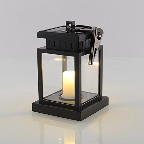 E-Bro Outdoor Candle Lantern Solar Powered Warm White LED Light Garden Yard Wall Landscape Lamp