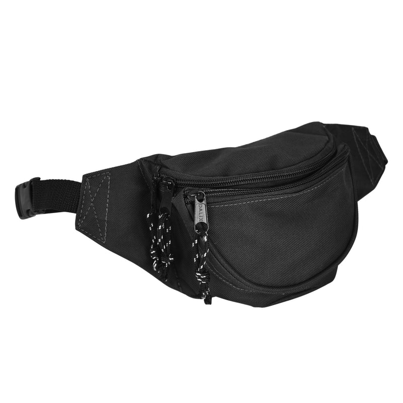 DALIX Fanny Pack w/ 3 Pockets Traveling Concealment Pouch Airport Money Bag Black