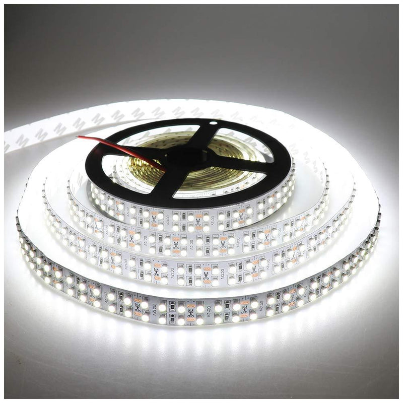 LEDENET Cold White 5M Double Row 3528 SMD 1200LEDs Flexible Strip Tape Light 240LEDs/M Ribbon Lamp DC 12V 16.4Ft (Cold White Strip) 3528-Non waterproof