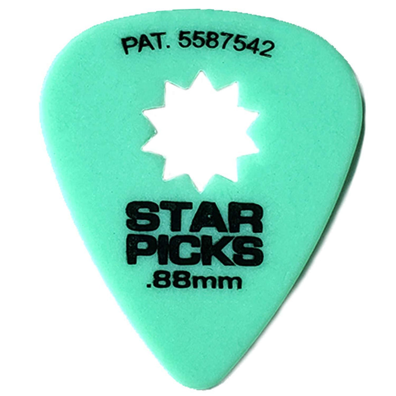 Everly Star Guitar Picks | 72 Pack | .88mm | Green