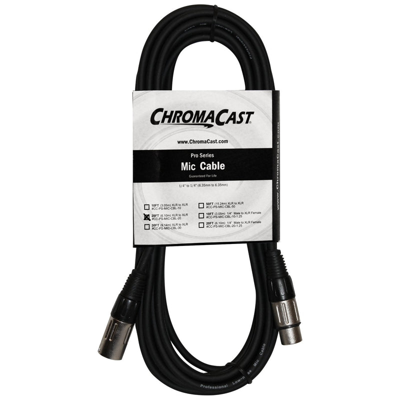[AUSTRALIA] - ChromaCast Pro Series 20 Foot XLR to XLR Microphone Cable, Black 20 Feet 