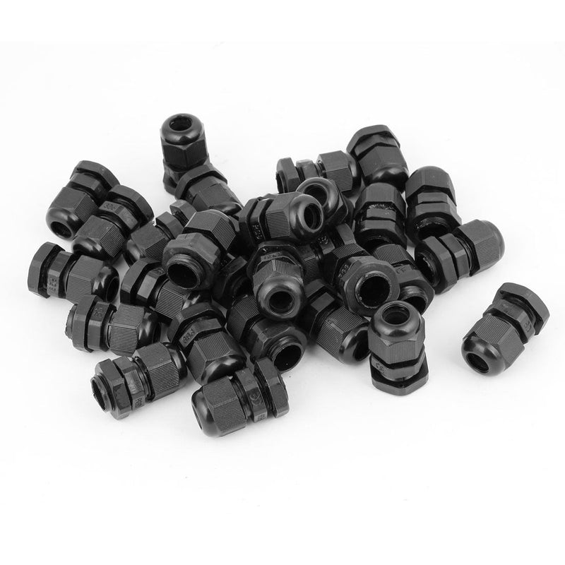 uxcell 36 Pcs Black PG9 Plastic Connector Gland for 4mm-8mm Cable