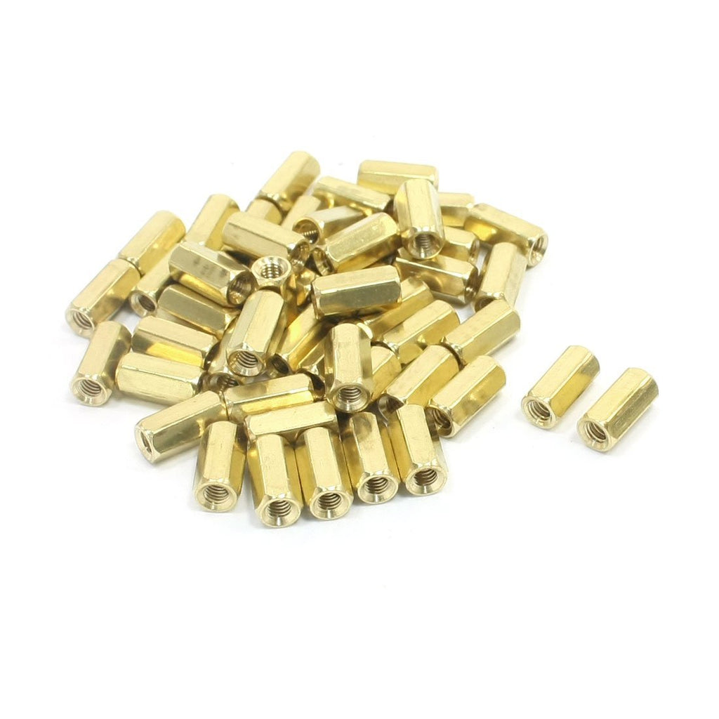 uxcell 50 Piece M3 x 10 mm Female Thread Brass Pillar Hexagon Nut Standoff Spacer