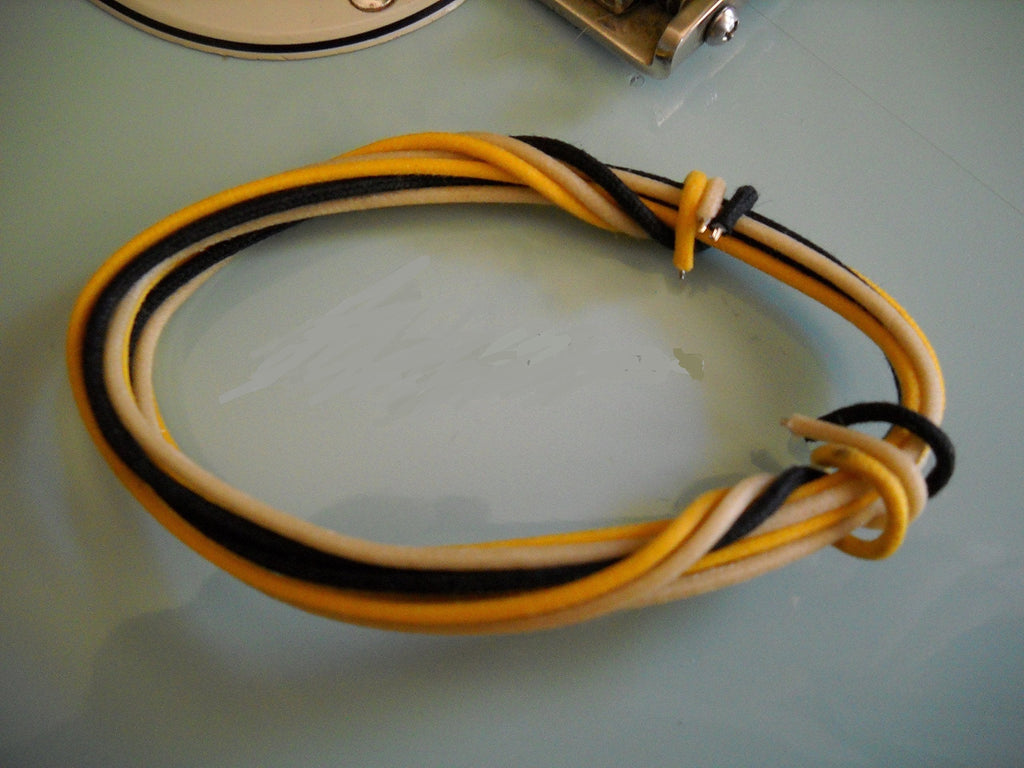 6 Feet (2-white/2-black/2-yellow) Gavitt Cloth-covered Pre-tinned 7-strand Pushback 22awg Vintage-style Guitar Wire