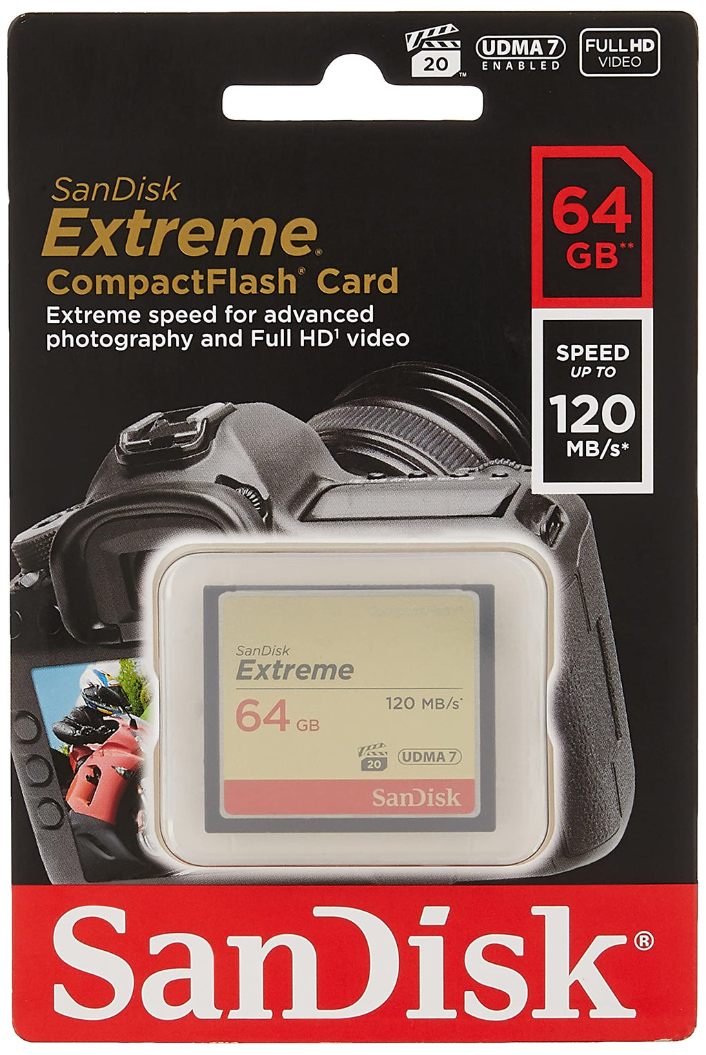 SanDisk 64GB Extreme CompactFlash Memory Card UDMA 7 Speed Up To 120MB/s - SDCFXSB-064G-G46