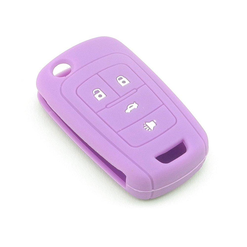iSaddle Silicone Protecting Vehicle Remote Start Key Case Cover Fob Holder for Chevrolet Camaro Cruze Equinox Malibu Orlando Sonic (Purple Color) Purple