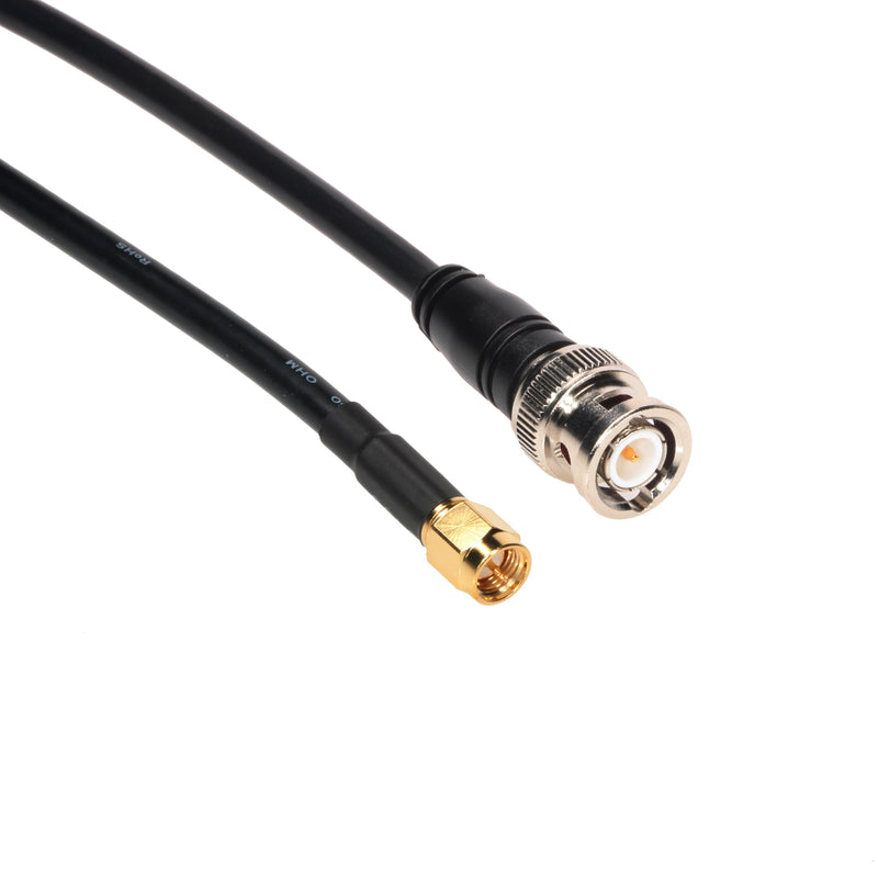 Amphenol CO-058SMAX200-004 Black RG58 SMA Coaxial Cable Assembly, 50 Ohm, Male to Male, 4'