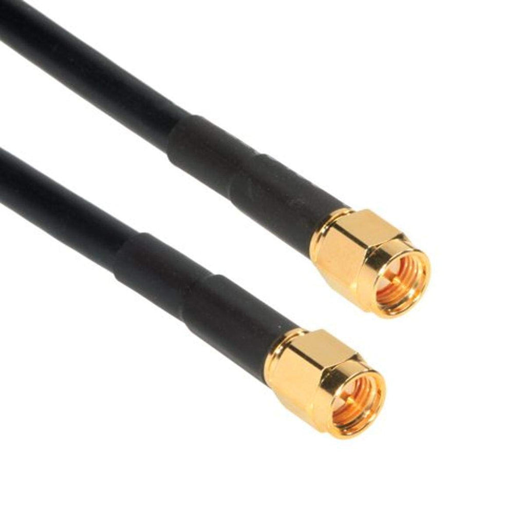 Amphenol CO-058SMARPTN-010 Black RG58 RP-SMA Male to Type N Male Coaxial Cable, 50 Ohm, 10'