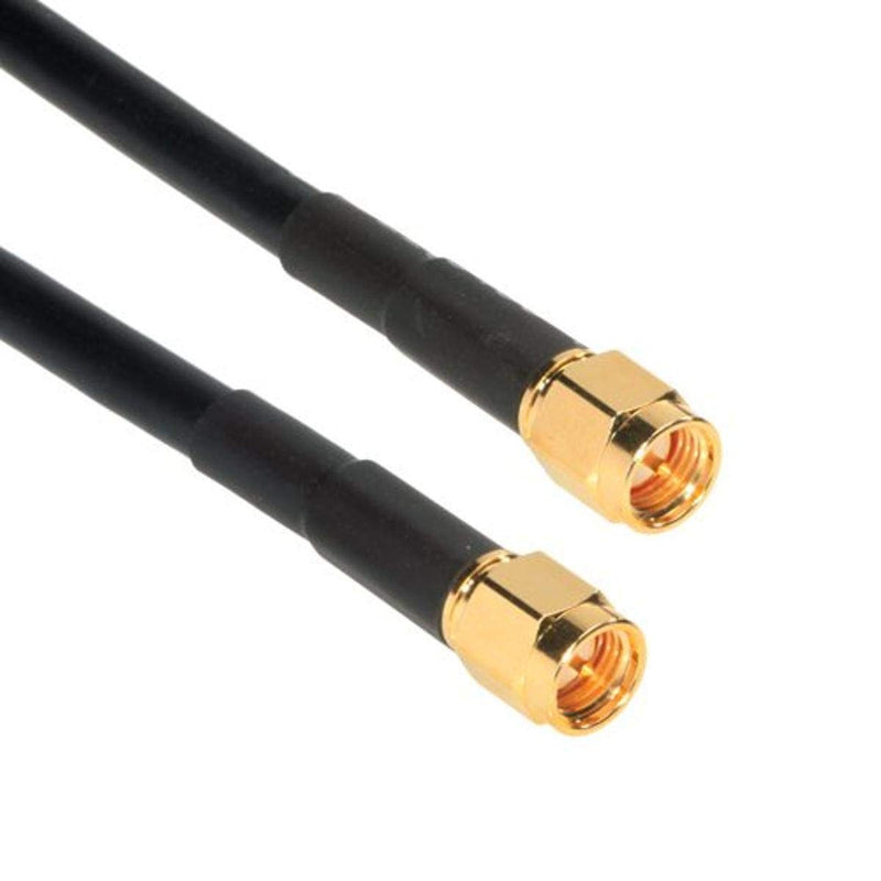 Amphenol CO-058SMARPTN-015 Black RG58 RP-SMA Male to Type N Male Coaxial Cable, 50 Ohm, 15'