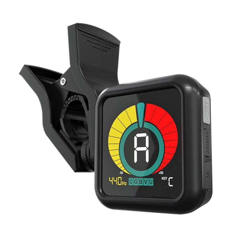 KLIQ UberTuner - Professional Clip-On Tuner for All Instruments (multi-key modes) - with Guitar, Ukulele, Violin, Bass & Chromatic Tuning Modes