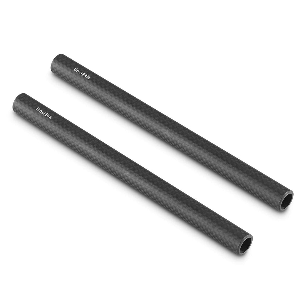 SMALLRIG 15mm Carbon Fiber Rod for 15mm Rod Support System (Non-Thread), 8 inches Long, Pack of 2 - 870 Carbon Fiber Rod - 8"