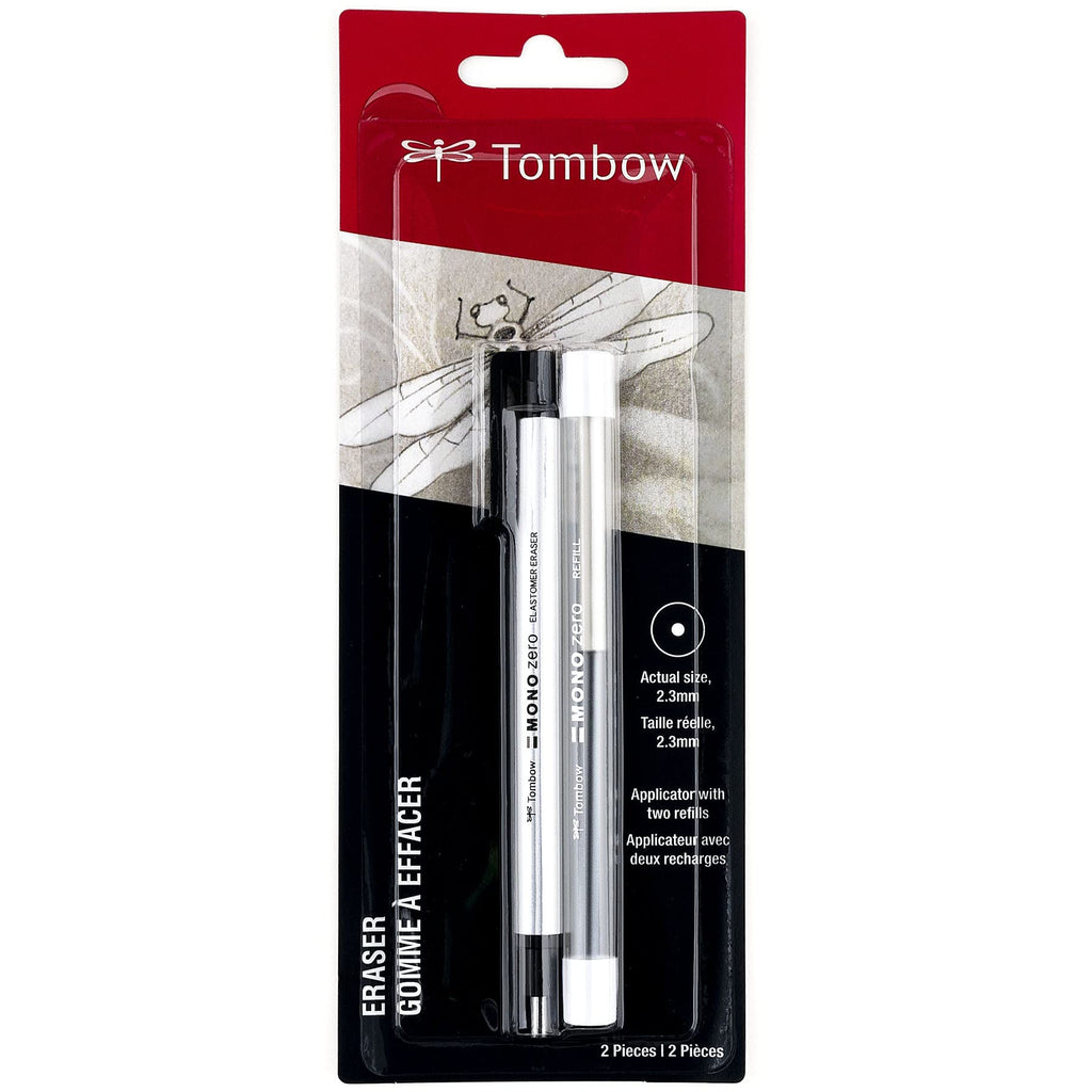 Tombow Mono Zero Eraser and Refill Value Pack, Round 2.3mm. Precision Tip Pen-Style Eraser with Refill