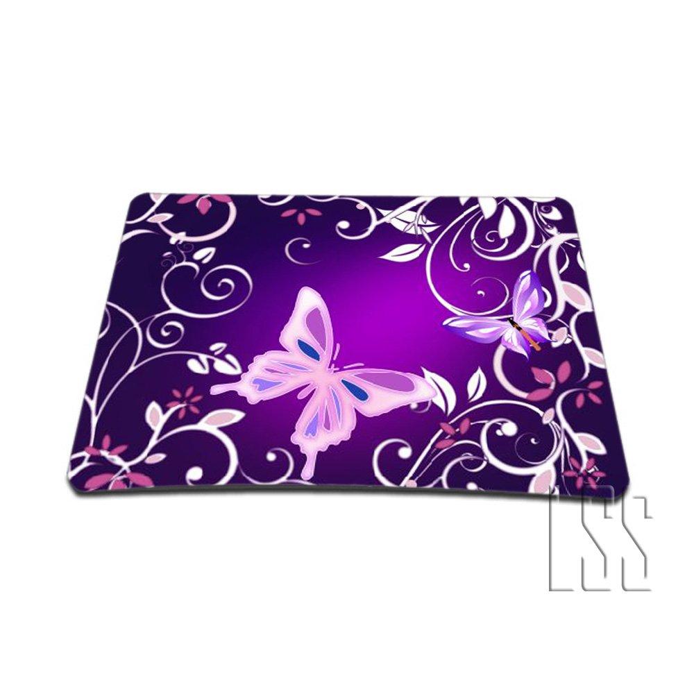 Purple Butterfly Floral Colored 1 X Standard 7 x 9 Rectangle Non - Slip Rubber Mouse Pad Purple Butterfly Floral