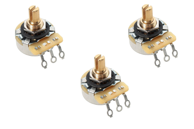 Lot of 3 (3X) CTS 450G Series 250K Vintage-style Short Split Shaft Audio Taper Potentiometers for Stratocaster