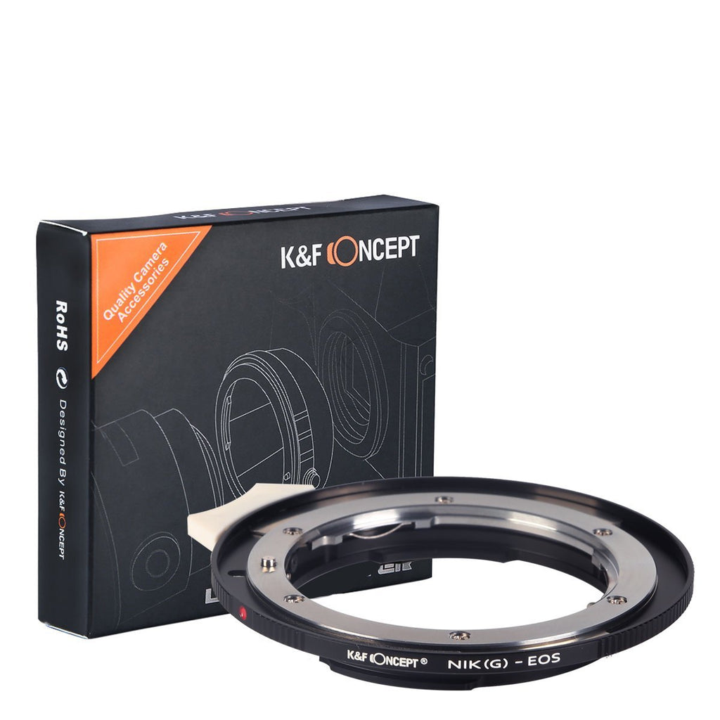 K&F Concept Nikon to EF Lens Adapter Compatible with Nikon G (D-Type) Lens to EOS EF Camera, for Rebel T3, T3i, T4i, T5i, SL1, and C300, C500