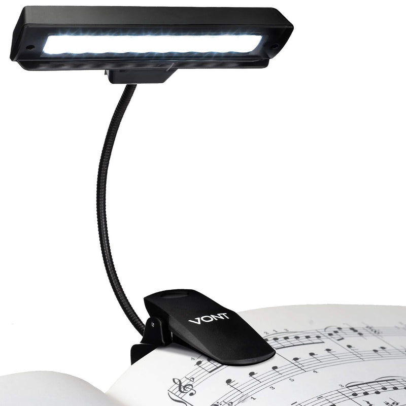 Vont Clip On Book Light, Rechargeable Stand Light, Made From 10 LEDs, Orchestra Lamp with Adjustable Neck, Use as: Reading Light, USB Desk Lamp & More