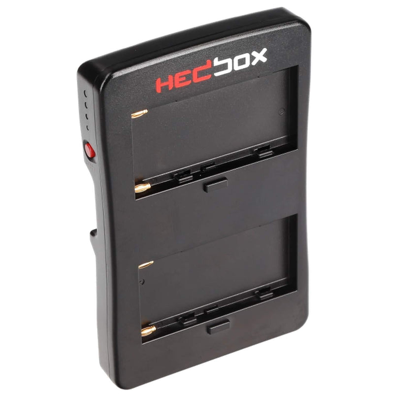 HEDBOX HBP-NPF - V-Mount Battery Adapter Converter Plate uses 2x NP-F type batteries to make 14V V-Lock Battery