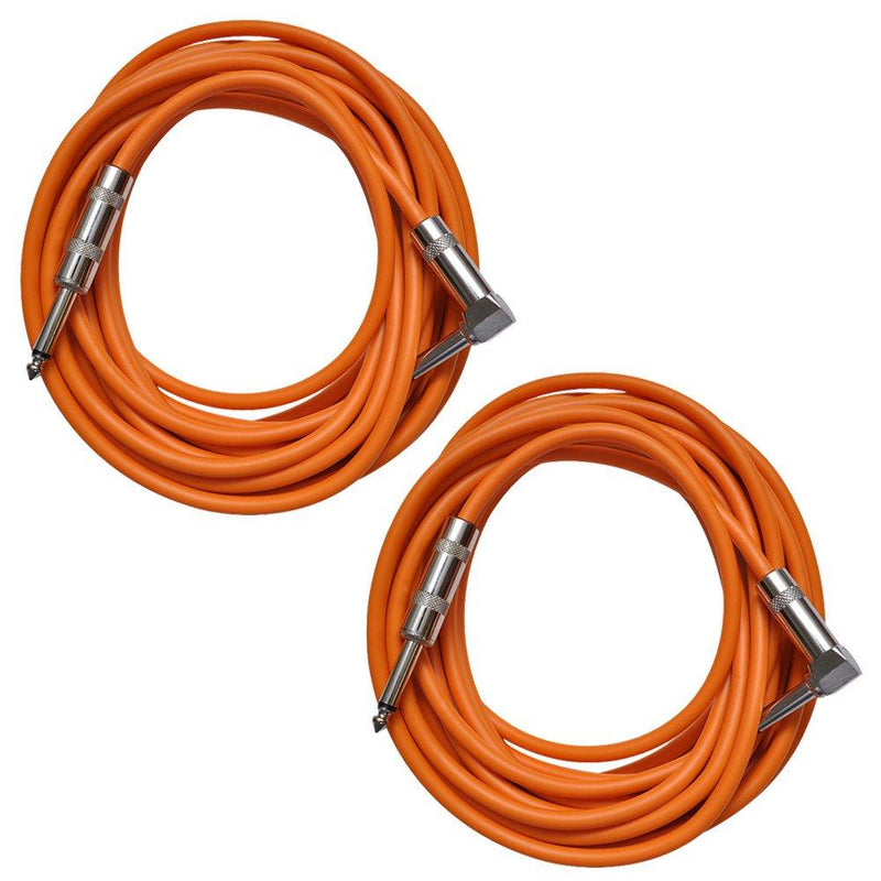 [AUSTRALIA] - Seismic Audio SAGC20R-Orange-2Pack Orange 20-Feet Right Angle to Straight Guitar Cables, Pair 