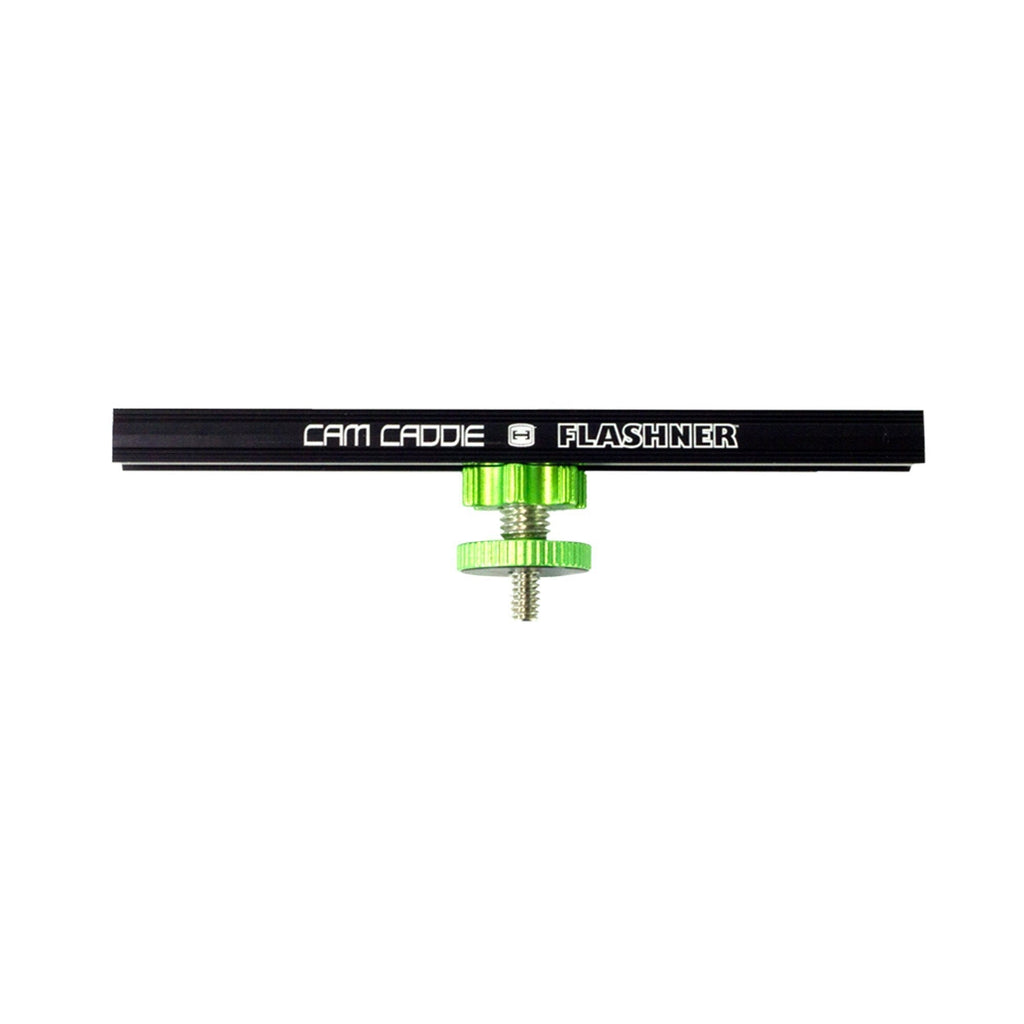 Cam Caddie 6 - inch adjustable Flash Hot / Cold Shoe Extension Bracket with Multiple Mounting Options on Top and Bottom of Rail for LED Light, Field Monitor, Microphone and more. (6 inch / 15 Centimeter Length) Green 6-inch
