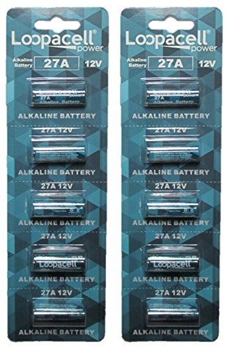 10 Loopacell High Voltage 12v A27 27AE Batteries - 12V