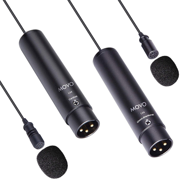 [AUSTRALIA] - Movo LV4 XLR Lavalier Microphone Interview Kit with Omnidirectional and Cardioid XLR Lapel Mics 