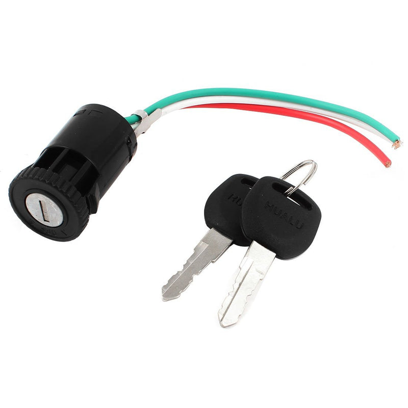 uxcell Black 3 Wired Electric Bike Bicycle Ignition Switch Lock + Two Keys