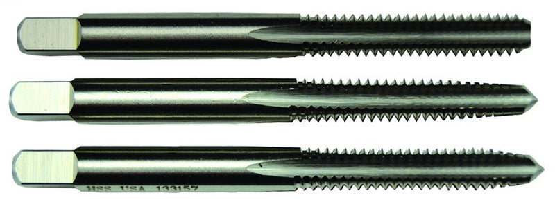 Morse Cutting Tools 33928 Straight Flute Hand Tap Sets, High-Speed Steel, Bright Finish, H3 Pitch Diameter, 4 Flutes, 12-24 Size