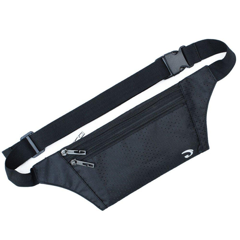 NAOKI LOVE Waist Pack Bag Ultrathin Hide Purse Outdoor Sports Jogging Travel Runner Belt with Credit Card Protector Slots Black