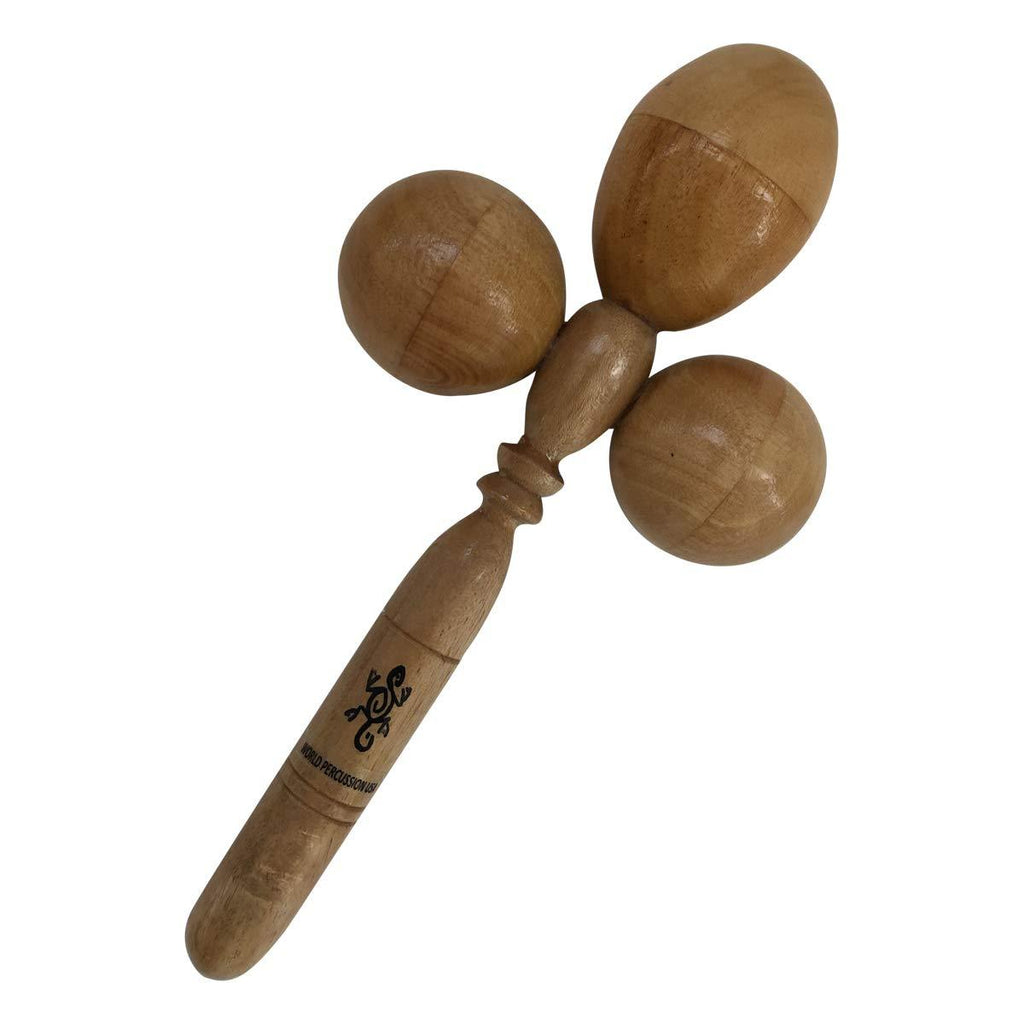 Triple Maraca Musical Instrument - Solid Wood - Egg Shaker Rattle Toy