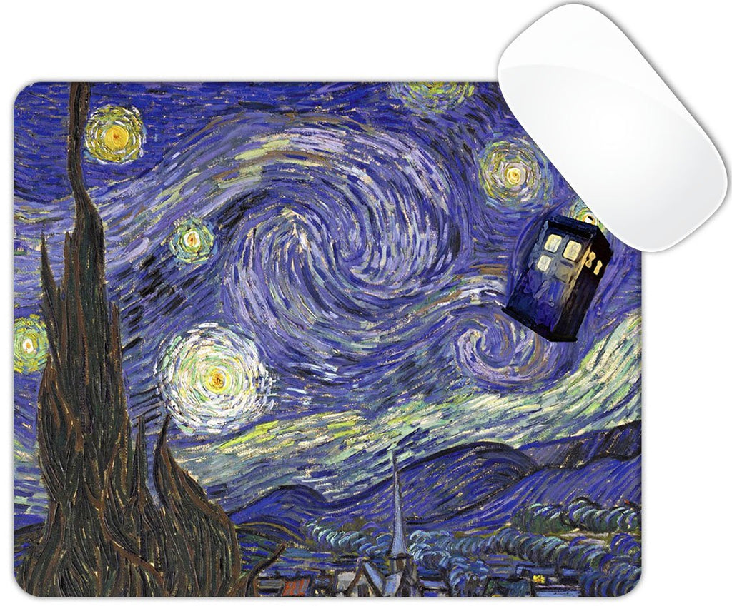 Starry Night Police Box Mouse Pad