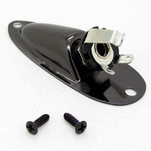 JIUWU Black Boat Style 6.35mm Guitar Pickup Output Input Jack Plug Socket for Fender Strat Guitar