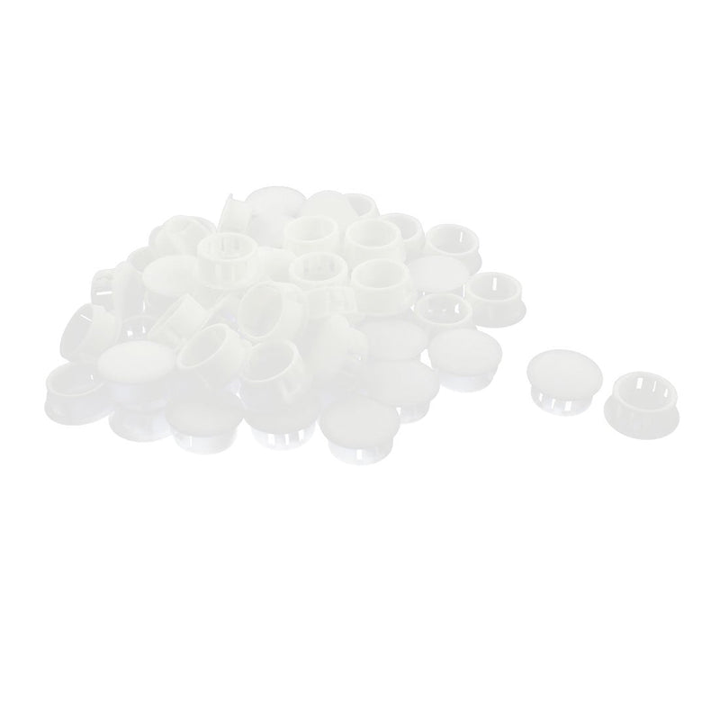 uxcell 50 Pcs SKT-19 19mm Insulated White Plastic Snap in Mount Domed Blank Lock Hole Cover Harness Fastener