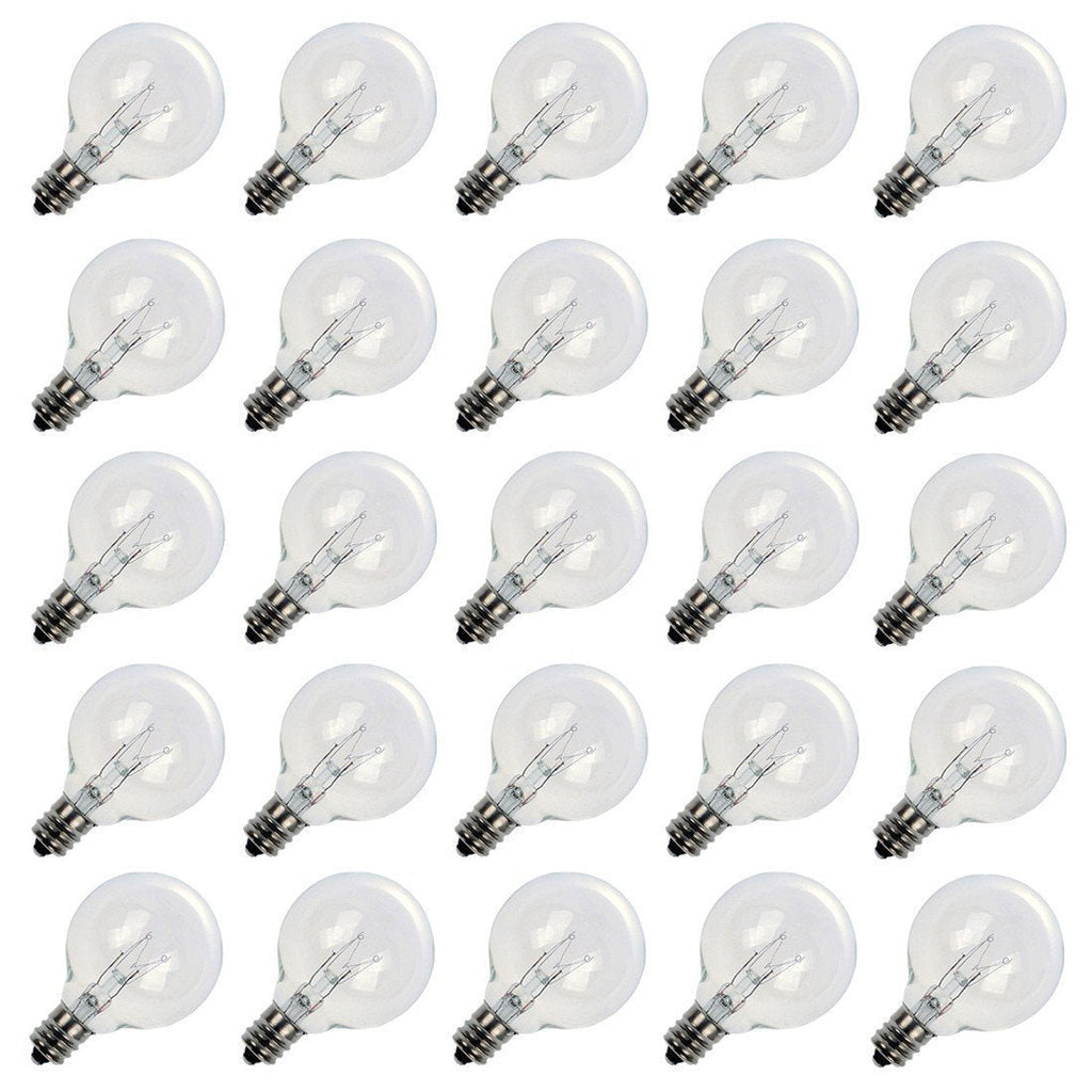 G40 Replacement Light Bulbs 5W Clear Globe Bulb fits E12 C7 Candelabra Screw Base Sockets, 1.5 Inch Dimmable Light Bulbs for Indoor Outdoor Patio Decor, Pack of 25 25 Pack