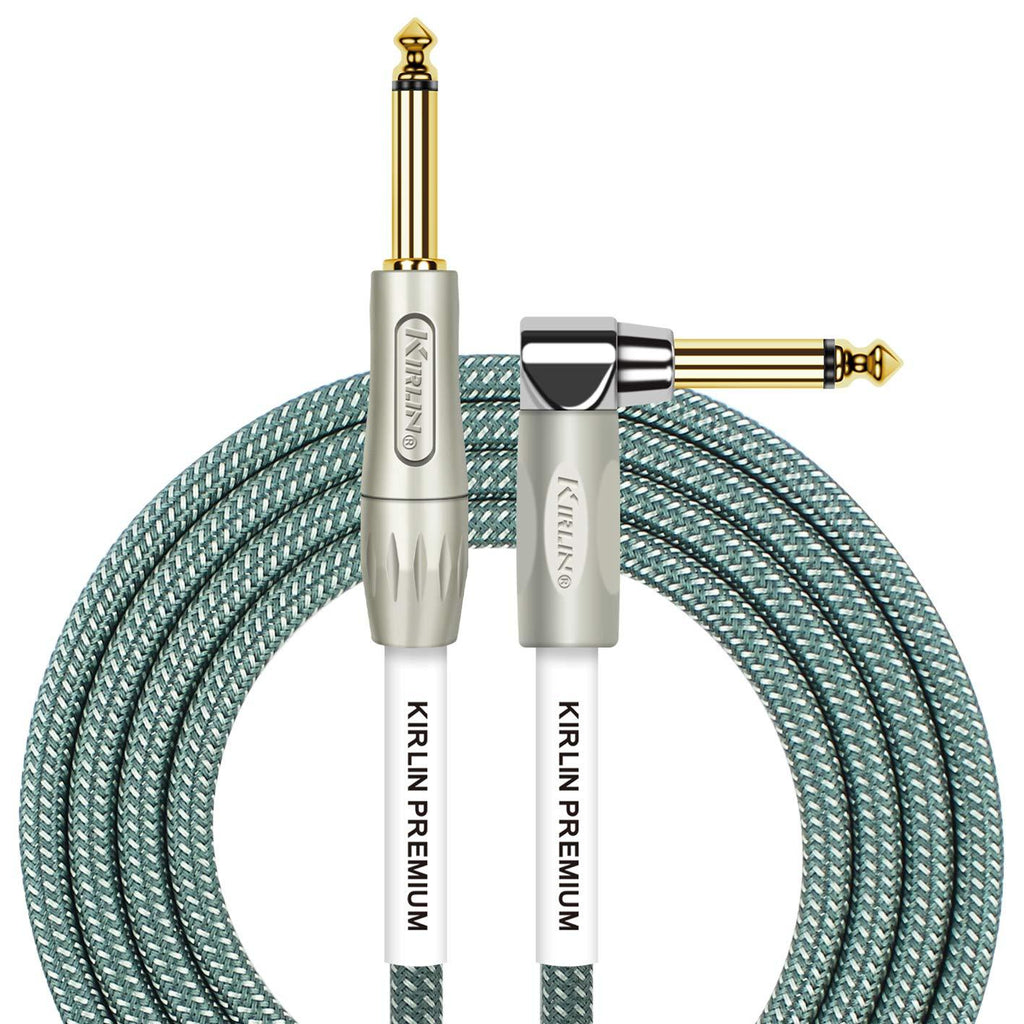 [AUSTRALIA] - Kirlin Cable IWB-202PFGL-10/OL -10 feet- Straight to Right Angle 1/4-Inch Plug Premium Plus Instrument Cable, Olive Green Tweed Woven Jacket 