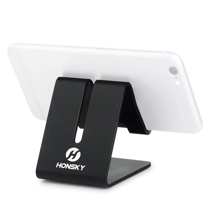 Honsky Solid Portable Universal Aluminum Desktop Desk Stand Hands Free Mobile Smart Cell Phone Holder Tablet Display Stand, Cellphone Stand, Smartphone Mount, Black