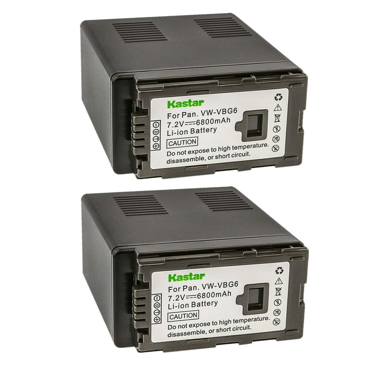 Kastar Battery (2-Pack) Replacement for Panasonic VW-VBG6 and Panasonic TM300, TM350, TM650, TM700, TM750, NV-GS90, GS98, PV-GS90, GS320, GS500, SDR-H48, H50, H68, H80, H90, H258, VDR-D50, D58, D310